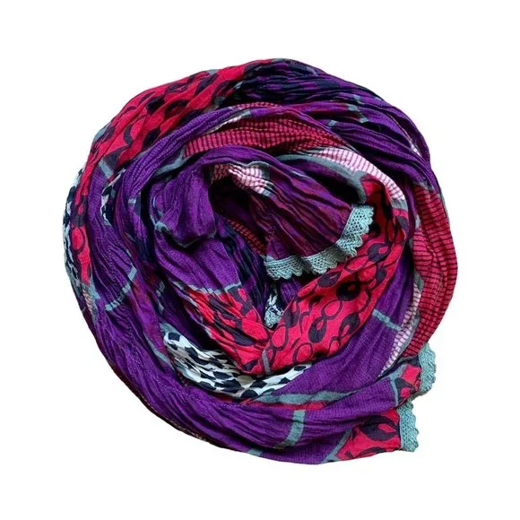 Vintage Multicoloured Printed Scarf - Picture 5 of 6